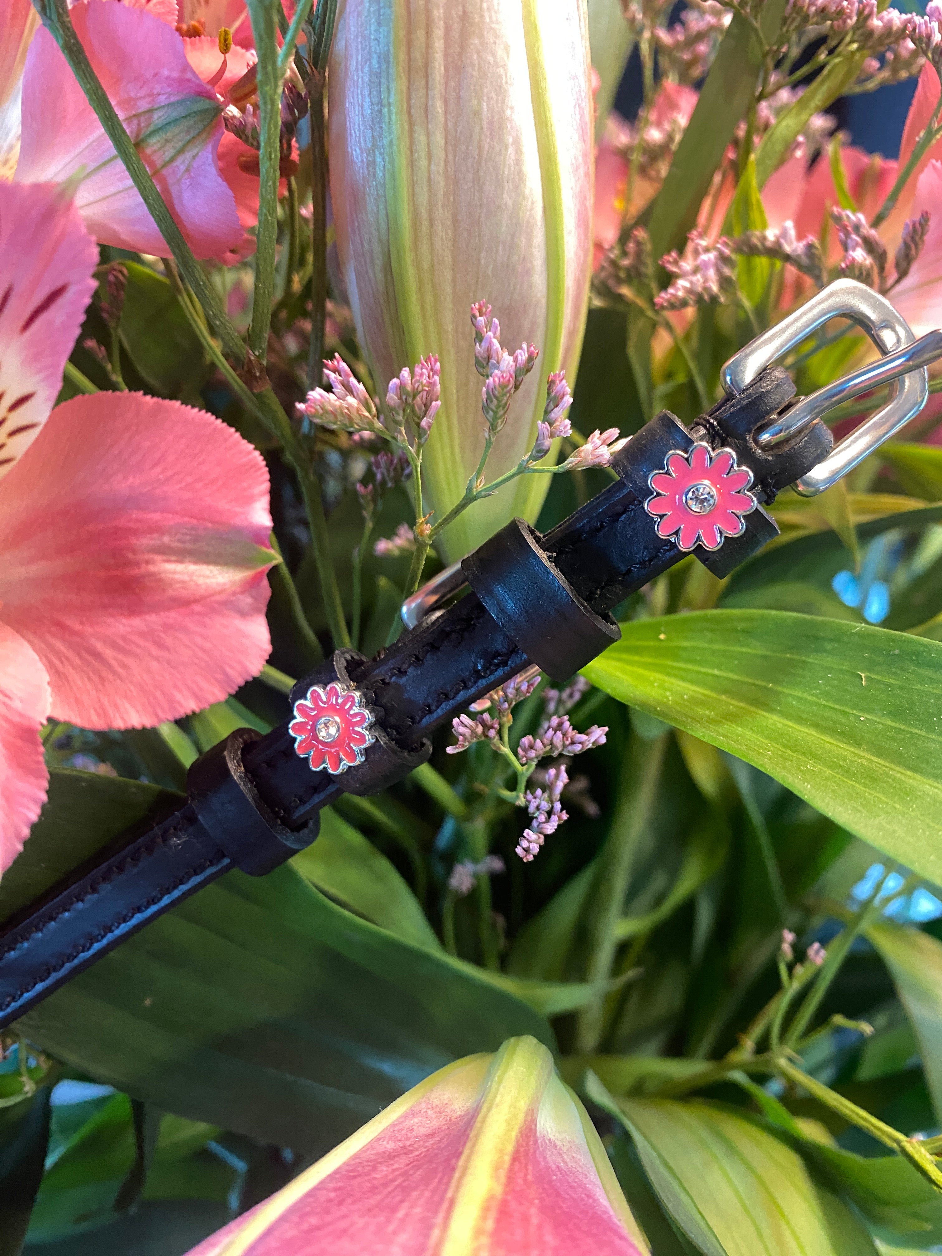 Pink Flower Spur Straps