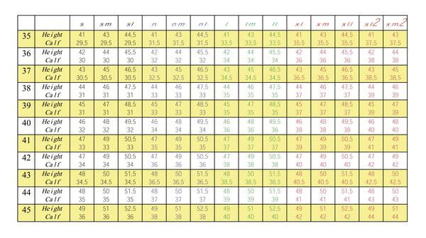Size chart